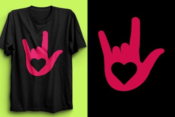 ASL Love with Heart T-Shirt Design Graphics
