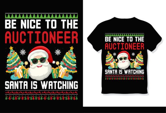 Auctioneer Santa Christmas T-Shirt Graphics & T-Shirt Designs