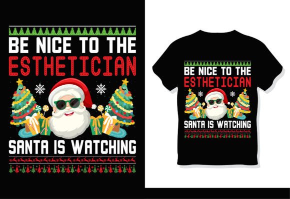 Esthetician Santa Christmas T-Shirt Graphics
