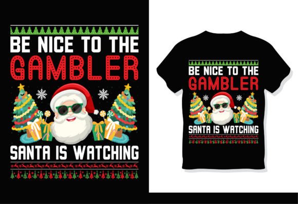Gambler Santa Christmas T-Shirt Graphics