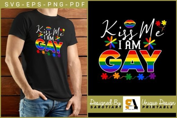 Kiss Me I’m Gay Funny Pride Month Design
