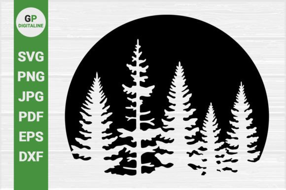 Pine Trees in a Circle, Forest SVG Graphics