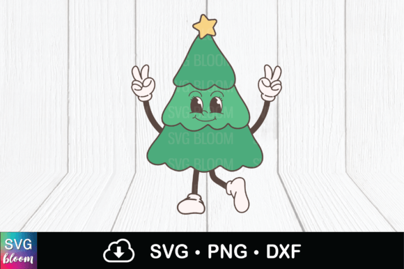 Retro Christmas Tree Character Graphics & Templates
