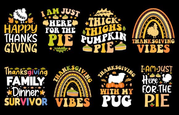 Thanksgiving Day T-shirt Design Bundle: Graphics for Crafts & Local Branding