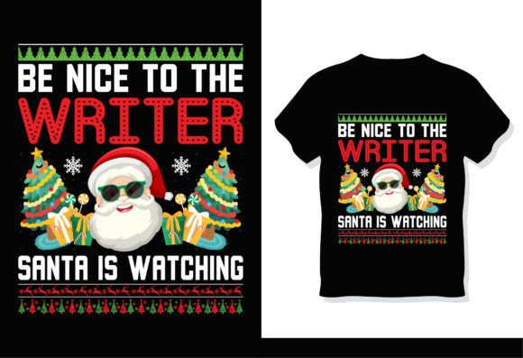 Writer Santa Christmas T-Shirt Design Graphics